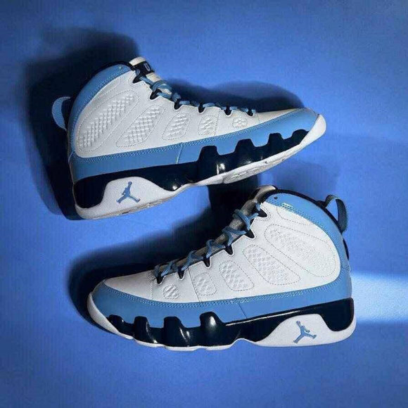 Men's Running weapon Air Jordan 9 White/Blue Shoes 035